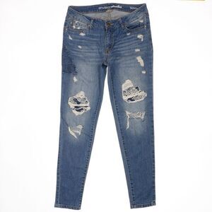 Envision Studio Jeans Womens Size 8 Blue Skinny Distressed Measures 31 x 28.5